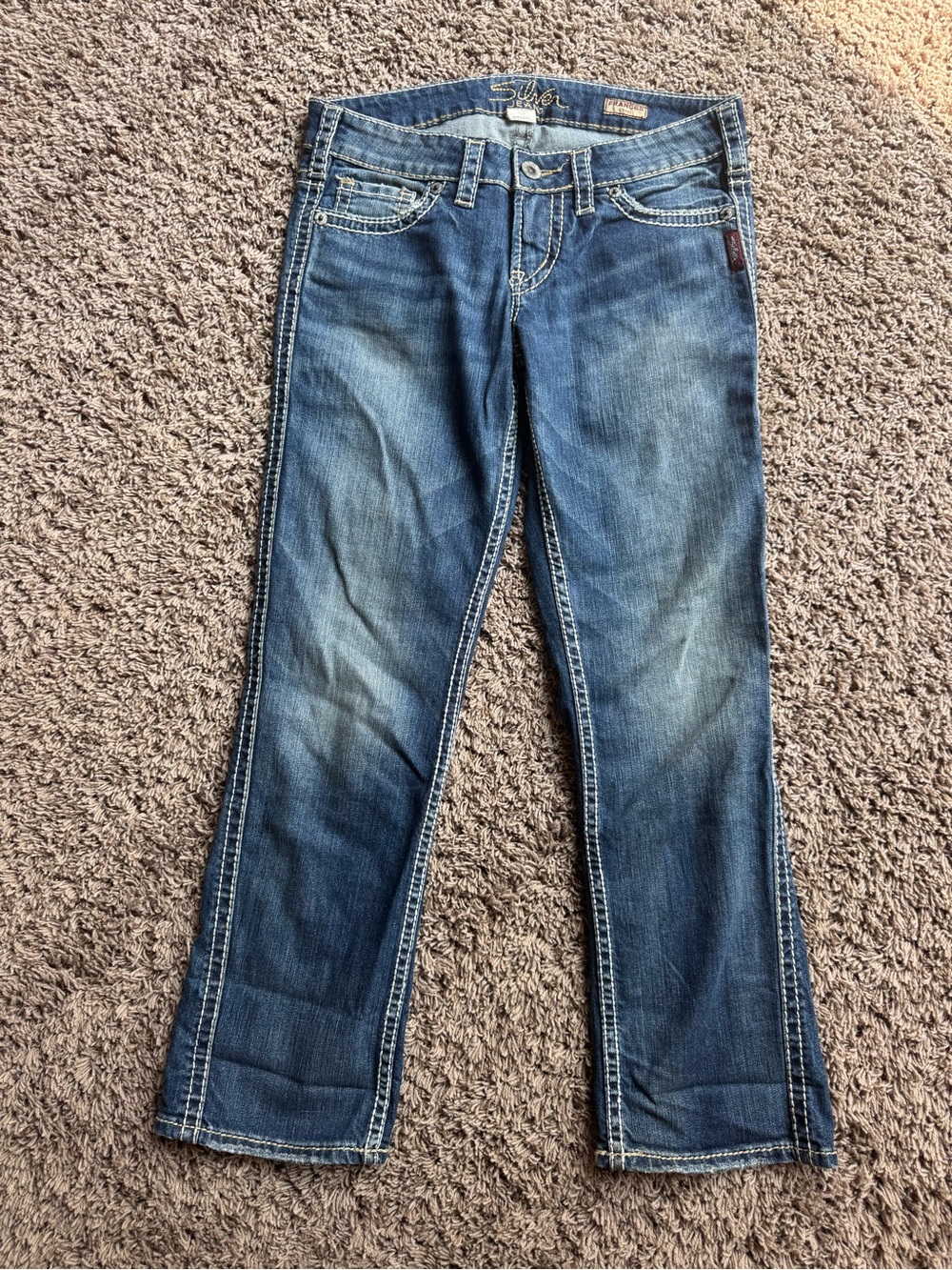 Silver Jeans Medium Blue Capri Straight-Leg Jeans